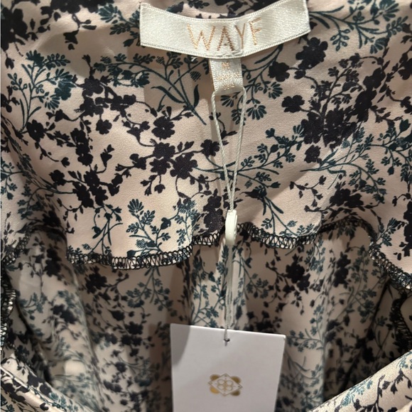 Wayf Oriental Flower Pattern Pull Gather Midi Dress - Picture 3 of 5